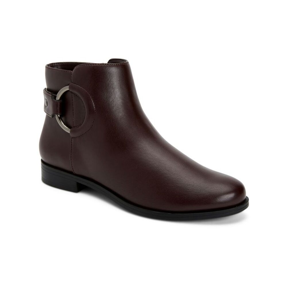 ALFANI Womens Maroon O-Ring Detail Round Toe Stacked Heel Zip-Up Booties 7.5